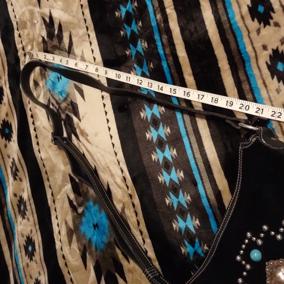 American West Black fur on real leather/ fringe bag. - Picture 13 of 15